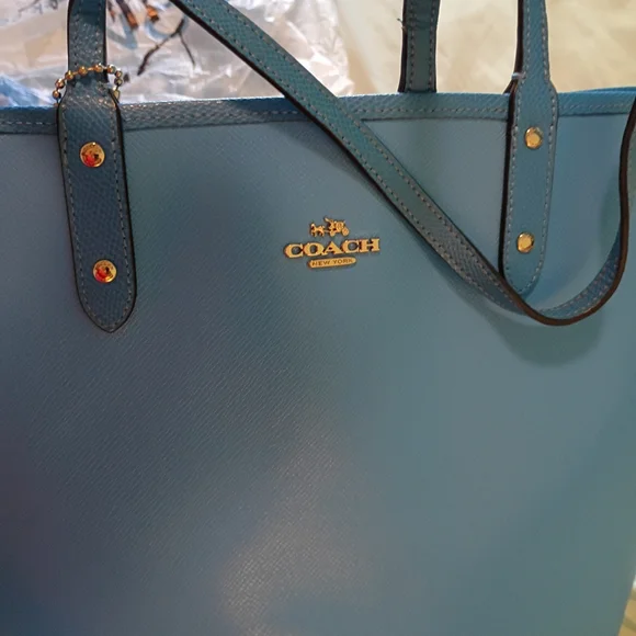 Coach Reversible Tote Vibrant BlueTo Soft Black&Gray NWOT Perfect 2in1 Bag - Picture 2 of 16